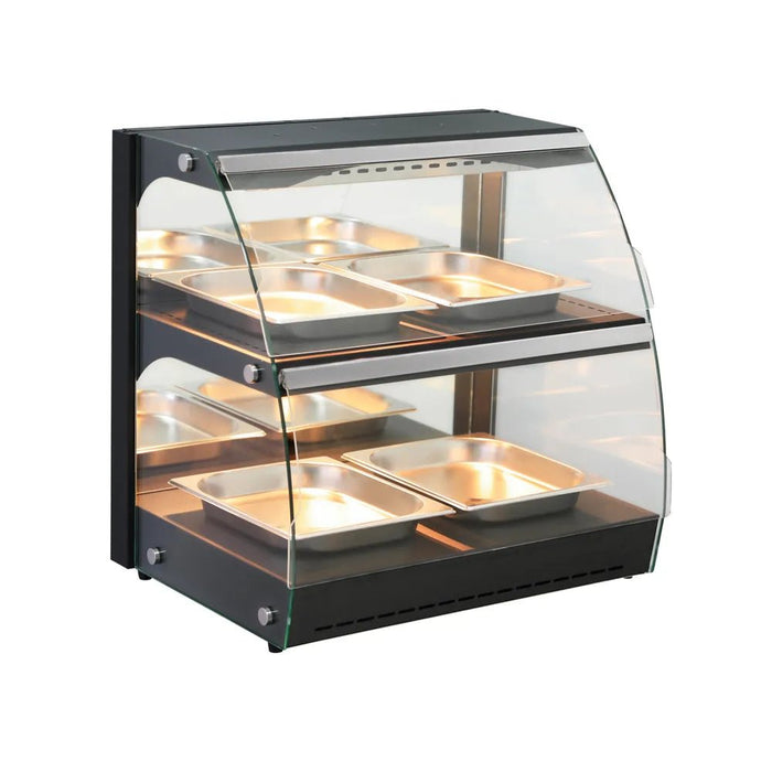 HENDI - Warmhaltevitrine mit Quarzheizung - 2 Regalböden, 650x485x630 mm, Edelstahl - HENDI - GastroDeals