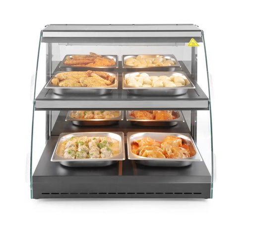 HENDI - Warmhaltevitrine mit Quarzheizung - 2 Regalböden, 650x485x630 mm, Edelstahl - HENDI - GastroDeals