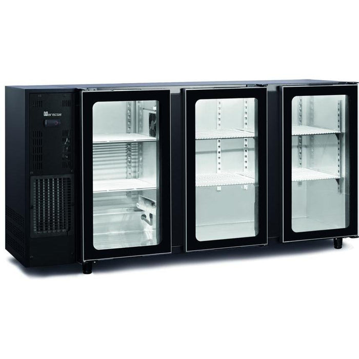 Marecos - Getränke - Kühltisch FBG340/177 PV - 3 Glastüren, Schwarz, 177,5 cm, LED - Beleuchtung - Marecos - GastroDeals