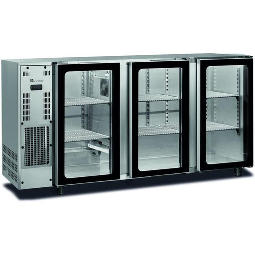 Marecos - Getränke - Kühltisch FBG351/206 APV - 3 Glastüren, 206,5 cm, Edelstahl, LED - Beleuchtung - Marecos - GastroDeals