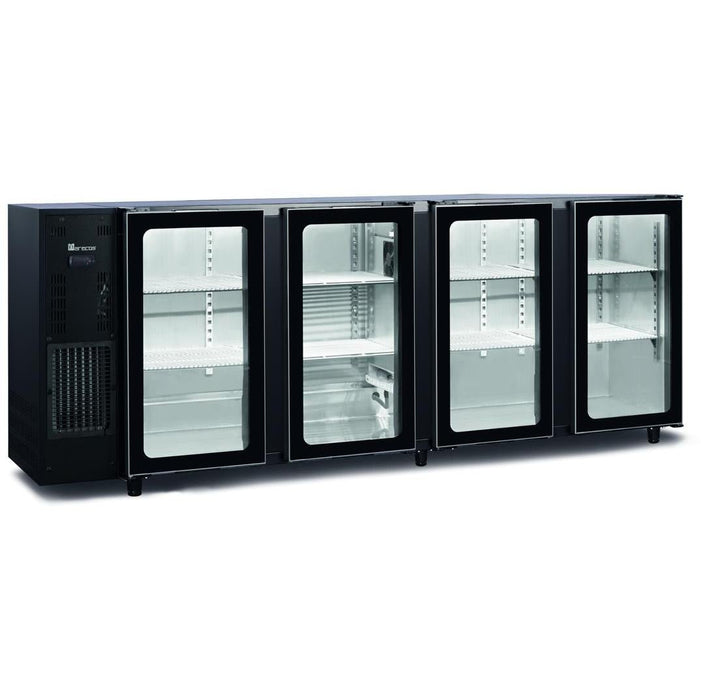 Marecos - Getränke - Kühltisch FBG451/267 PV - 4 Glastüren, Schwarz, 267,5 cm - Marecos - GastroDeals