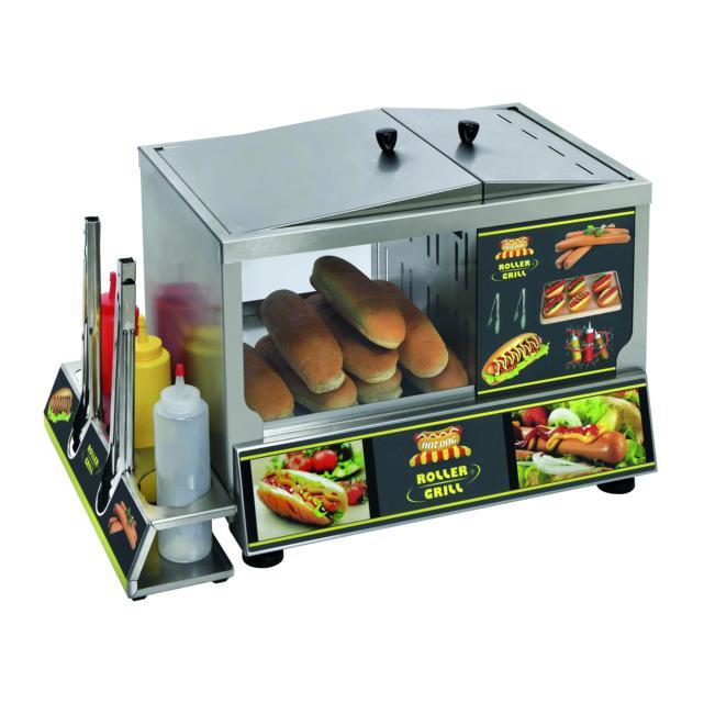 Roller Grill - Hot Dog Station HDS 60 - für 60 Würstchen, 30 Brötchen, Edelstahl/Glas, Thermostat - Roller Grill - GastroDeals