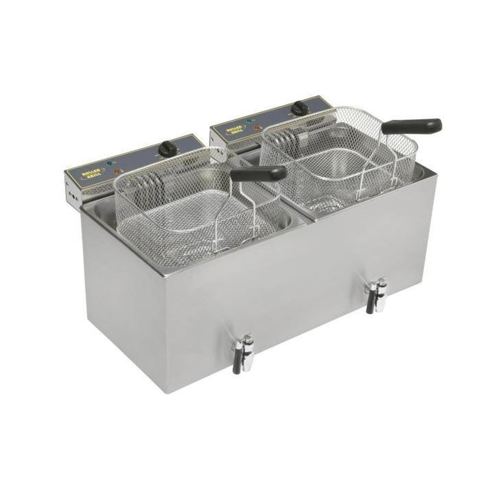 Roller Grill - Tisch - Doppelfritteuse MF 120DR - 2x12 Liter, Ablasshahn, Kaltzone, Elektro - Roller Grill - GastroDeals