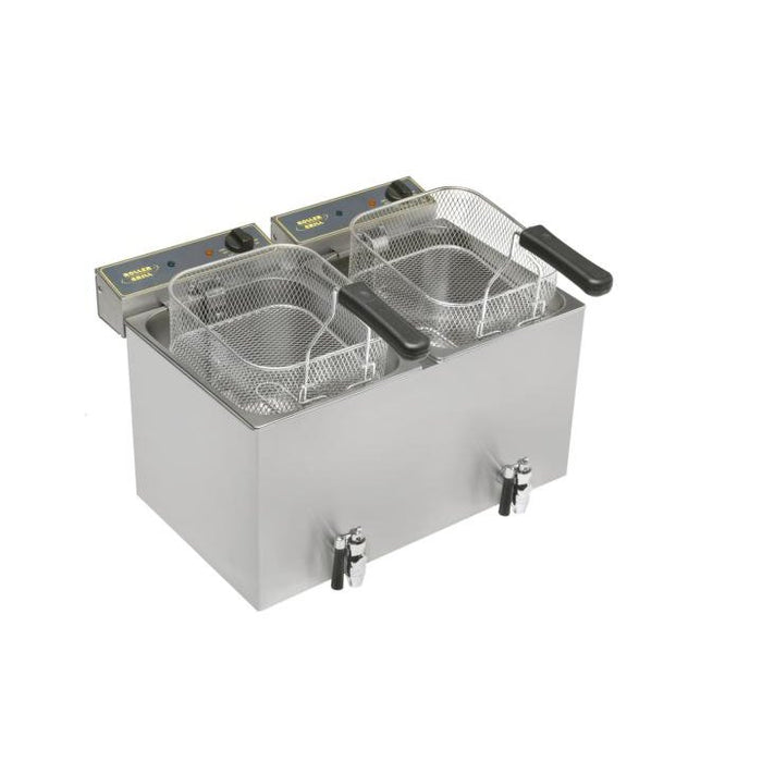 Roller Grill - Tisch - Doppelfritteuse MF 80DR - 2 Becken à 8 Liter, Ablasshahn, Kaltzone, Elektro - Roller Grill - GastroDeals
