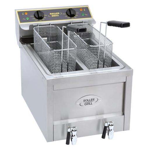 Roller Grill - Tisch - Fritteuse RFE 8D - 2 Becken à 8 Liter, Ablasshahn, Kaltzone - Roller Grill - GastroDeals