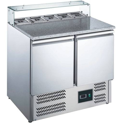 Saro - SARO Pizzatisch, 2 Türen, Glasaufsatz, Modell EPS 900G - GastroDeals