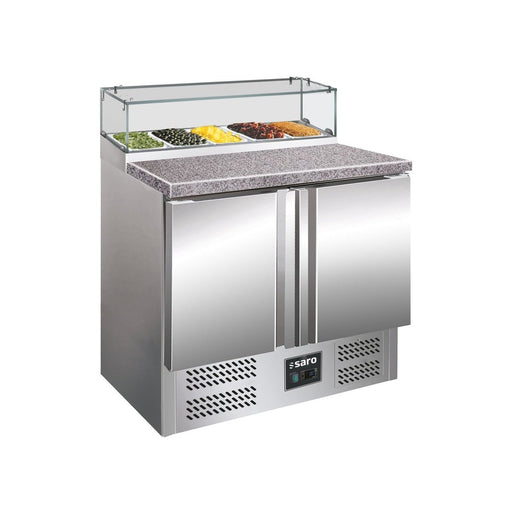 Saro - SARO Pizzatisch, 2 Türen, Glasaufsatz, Modell PS 200 G - GastroDeals