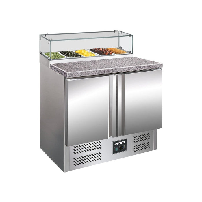 Saro - SARO Pizzatisch, 2 Türen, Glasaufsatz, Modell PS 200 G - GastroDeals