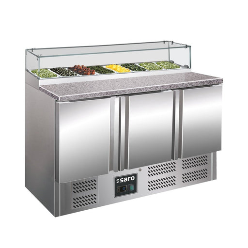Saro - SARO Pizzatisch, 3 Türen, Glasaufsatz, Modell PS 300 G - GastroDeals