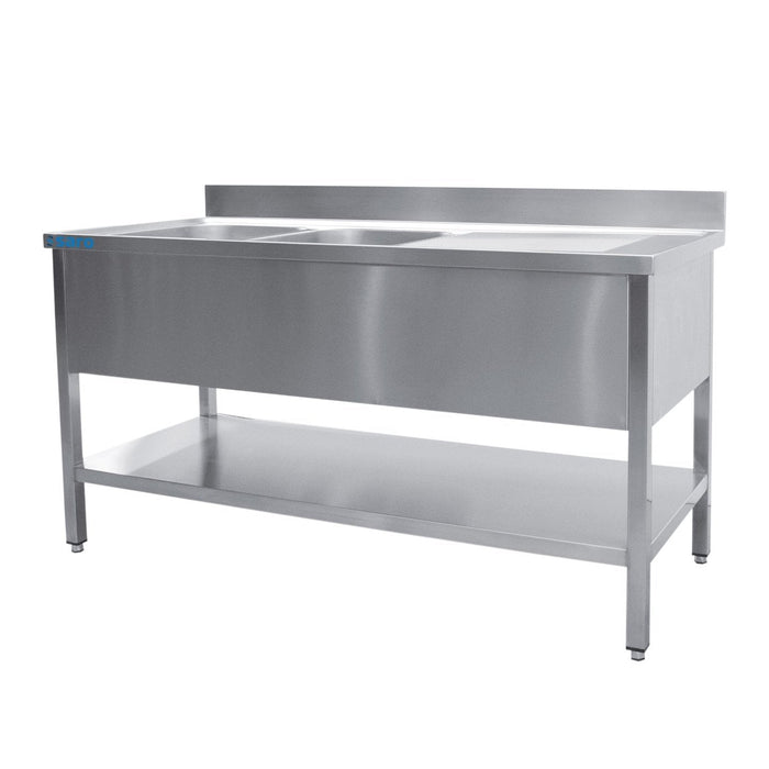 Saro - SARO Spültisch 2 Becken, links - B 1200 x T 700 mm - GastroDeals