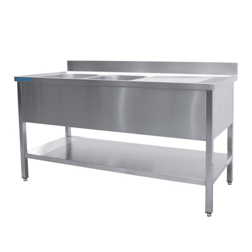 Saro - SARO Spültisch 2 Becken, links - B 1400 x T 700 mm - GastroDeals