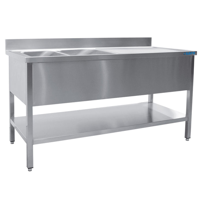 Saro - SARO Spültisch 2 Becken, links - B 1800 x T 600 mm - GastroDeals