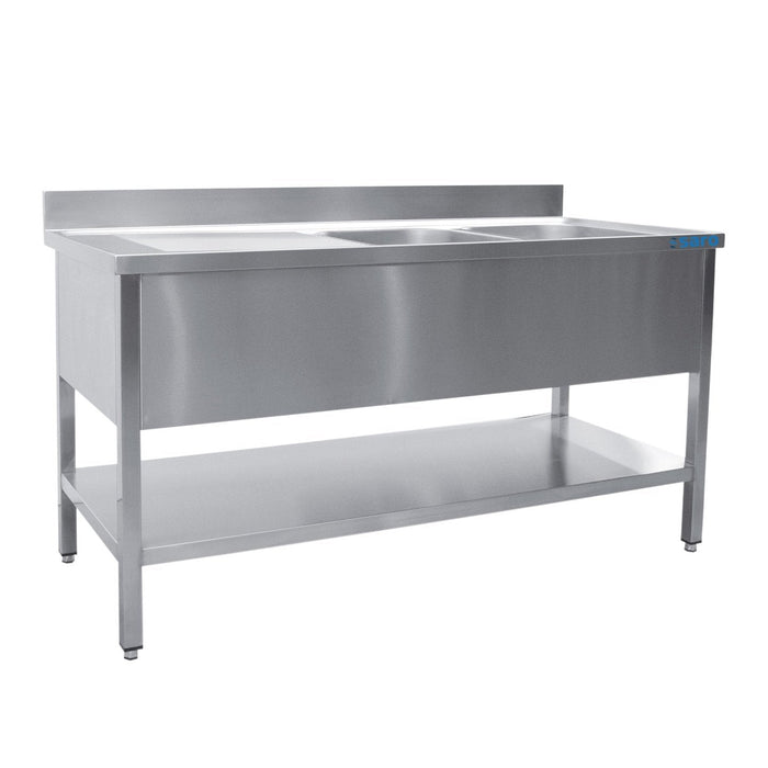 Saro - SARO Spültisch 2 Becken, rechts - B 1800 x T 700 mm - GastroDeals