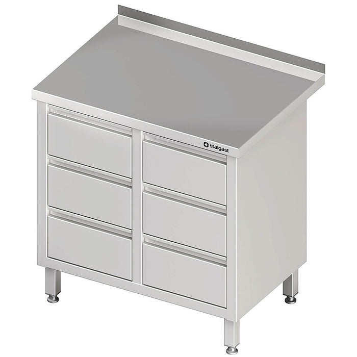 Stalgast - Schubladenschrank mit 2x3 Schubladen, 840x700x850 mm, mit Aufkantung, verschweißt - GastroDeals