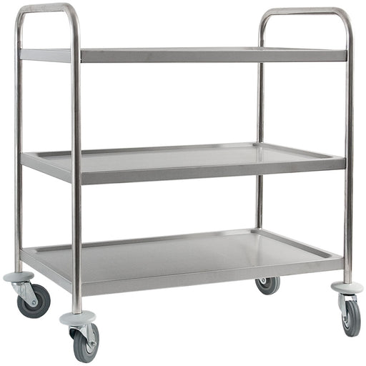 Stalgast - Servierwagen aus Edelstahl, mit drei Borden, 845 x 525 x 940 mm (BxTxH) - GastroDeals