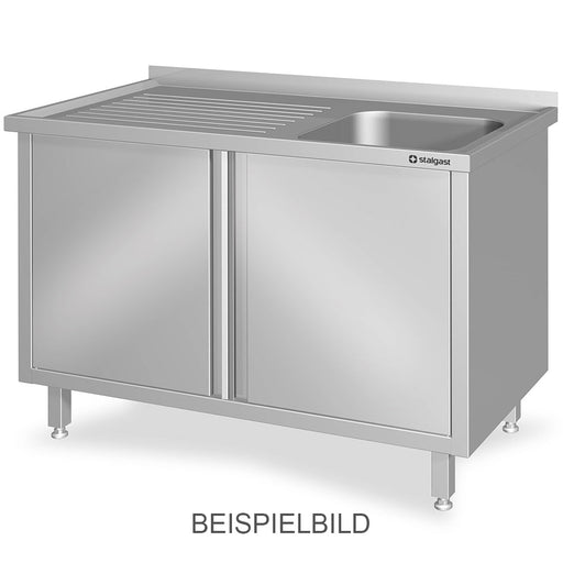 Stalgast - Spülschrank mit Flügeltüren 1400x700x850 mm, mit einem Becken links, mit Aufkantung, verschweißt - GastroDeals
