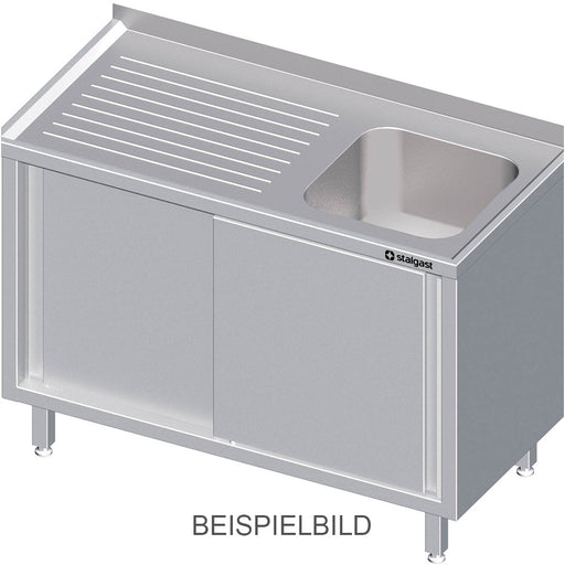 Stalgast - Spülschrank mit Schiebetüren 1200x700x850 mm, mit einem Becken rechts, mit Aufkantung, verschweißt - GastroDeals