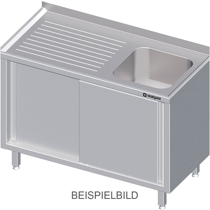 Stalgast - Spülschrank mit Schiebetüren, 1900x600x850 mm, mit einem Becken links, mit Aufkantung, verschweißt - GastroDeals