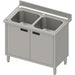 Stalgast - Spülschrank mit zwei Becken und Flügeltüren, mit Aufkantung, 1000 mm x 600 mm x 850 mm (BxTxH) - GastroDeals