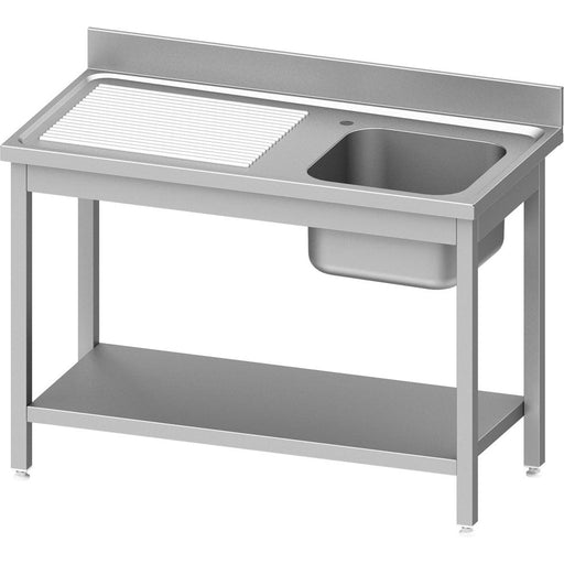 Stalgast - Spültisch ECO mit Grundboden 1000x700x850 mm, mit einem Becken rechts, mit Aufkantung, Selbstmontage (AISI201) - GastroDeals
