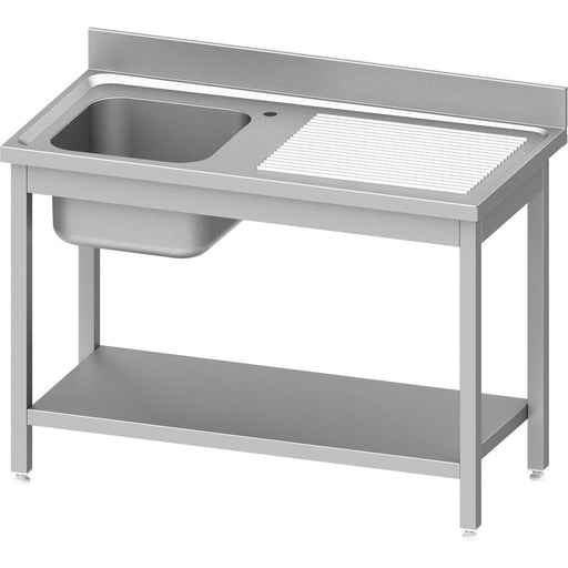 Stalgast - Spültisch ECO mit Grundboden 1200x600x850 mm, mit einem Becken links, mit Aufkantung, Selbstmontage (AISI201) - GastroDeals