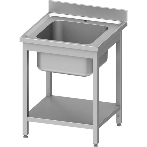 Stalgast - Spültisch ECO mit Grundboden 600x600x850 mm, mit einem Becken, mit Aufkantung, Selbstmontage (AISI201) - GastroDeals