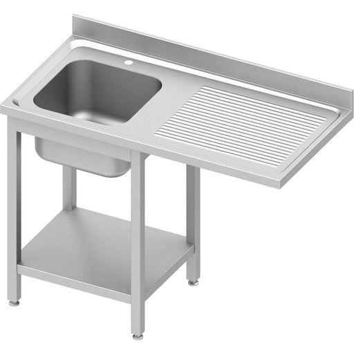 Stalgast - Spültisch ECO mit Grundboden und Überstand 1200x700x900 mm, mit einem Becken links, mit Aufkantung, Selbstmontage (AISI201) - GastroDeals