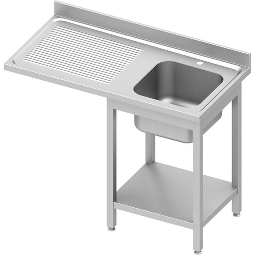 Stalgast - Spültisch ECO mit Grundboden und Überstand 1400x700x900 mm, mit einem Becken rechts, mit Aufkantung, Selbstmontage (AISI201) - GastroDeals