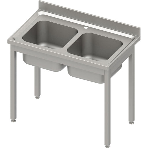 Stalgast - Spültisch ECO ohne Grundboden 1000x600x850 mm, mit zwei Becken und Aufkantung, Selbstmontage (AISI201) - GastroDeals