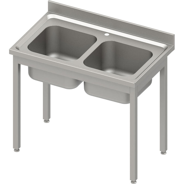 Stalgast - Spültisch ECO ohne Grundboden 1000x600x850 mm, mit zwei Becken und Aufkantung, Selbstmontage (AISI201) - GastroDeals