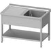 Stalgast - Spültisch mit Grundboden 1400x700x850 mm, mit einem Becken rechts, mit Aufkantung, verschweißt - GastroDeals