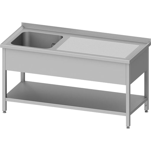 Stalgast - Spültisch mit Grundboden, 1500x700x850 mm, mit einem Becken links, mit Aufkantung, verschweißt - GastroDeals