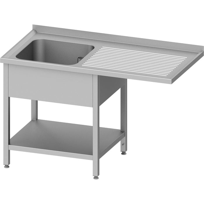 Stalgast - Spültisch mit Grundboden, und Überstand, 1300x700x900 mm, mit einem Becken links, mit Aufkantung, verschweißt - GastroDeals