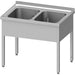 Stalgast - Spültisch ohne Grundboden 1000x600x850 mm, mit zwei Becken mit Aufkantung, verschweißt - GastroDeals