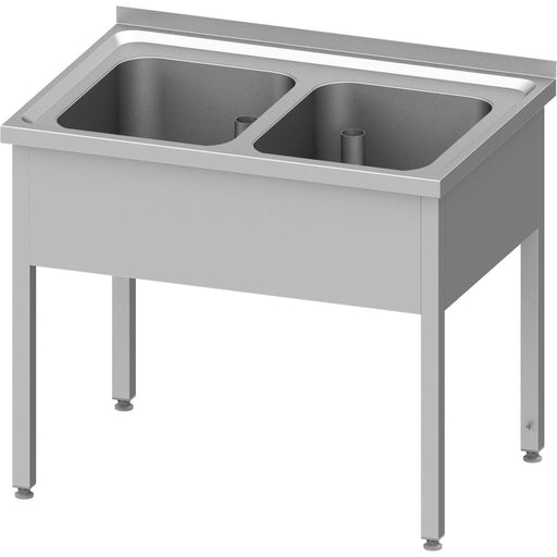 Stalgast - Spültisch ohne Grundboden 1000x700x850 mm, mit zwei Becken mit Aufkantung, verschweißt - GastroDeals