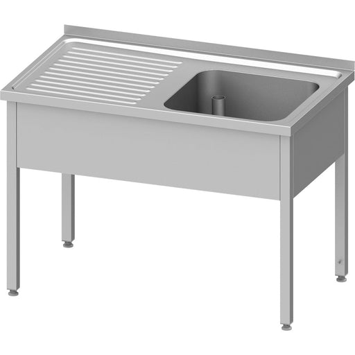 Stalgast - Spültisch ohne Grundboden 1200x700x850 mm, mit einem Becken rechts, mit Aufkantung, verschweißt - GastroDeals