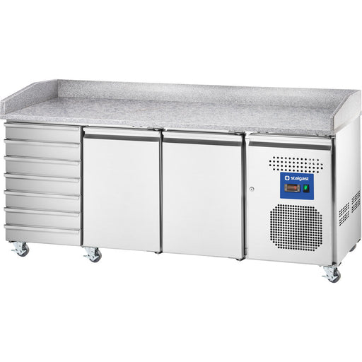 Stalgast - Starline Pizzatisch, 2-türig, 7 Schubladen, EN 600x400 mm - GastroDeals