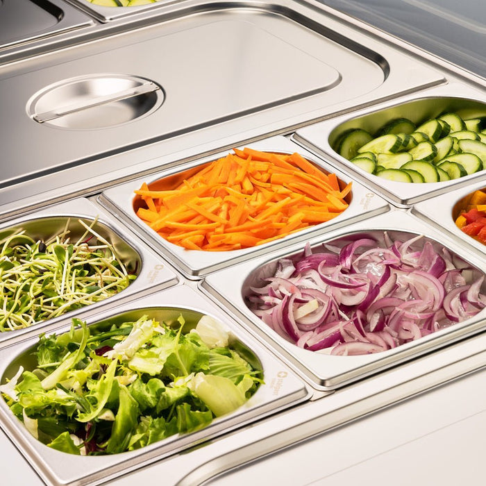 Stalgast - Starline Saladette mit Glasabdeckung, 3-türig, 16x GN 1/4 - GastroDeals