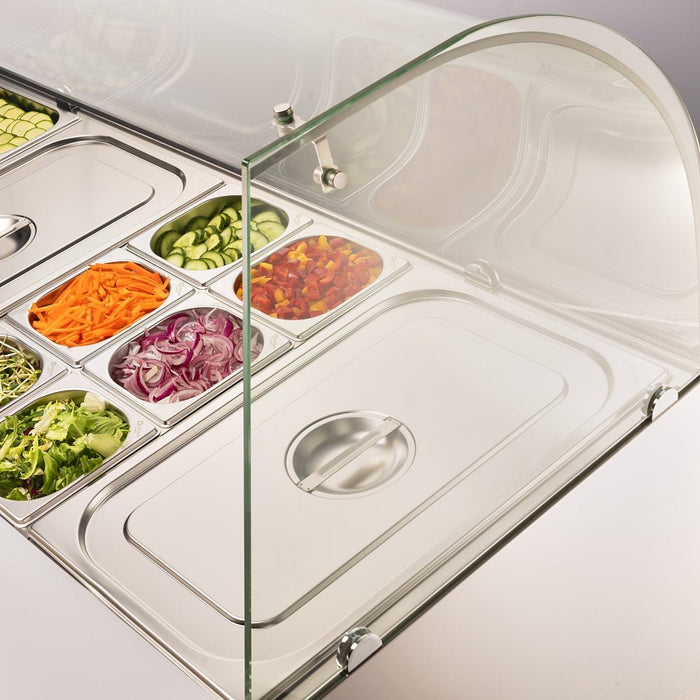 Stalgast - Starline Saladette mit Glasabdeckung, 3-türig, 16x GN 1/4 - GastroDeals