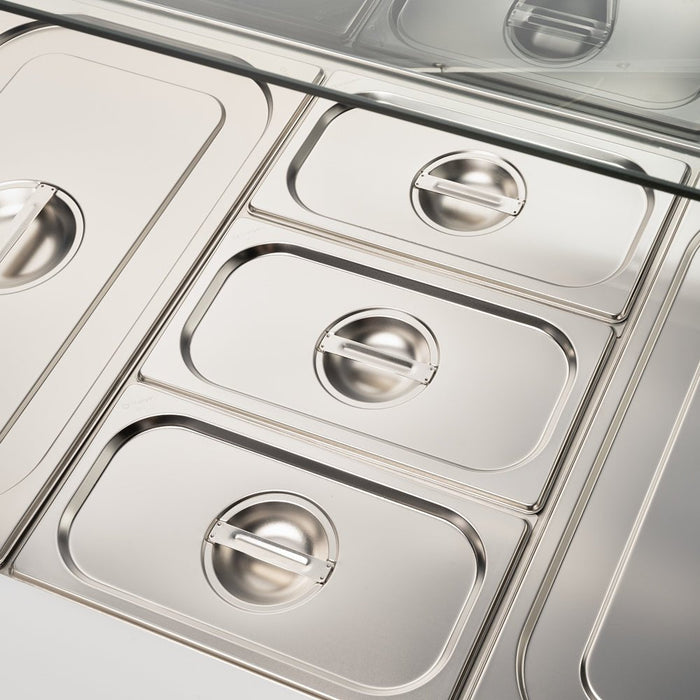 Stalgast - Starline Saladette mit Glasabdeckung, 3-türig, 16x GN 1/4 - GastroDeals