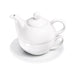 Stalgast - Teekanne mit Tasse und Untertasse, reinweißes Hotelporzellan, Serie Isabell, 3-tlg., 350 ml - GastroDeals
