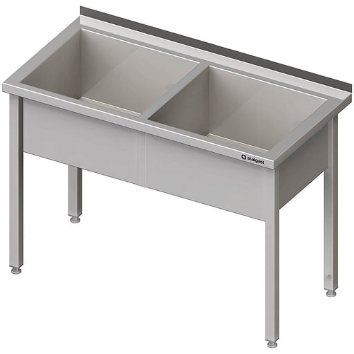 Stalgast - Topfspüle mit zwei Becken, 1300x700x850 mm, 300 mm Beckenhöhe, mit Aufkantung, verschweißt - GastroDeals