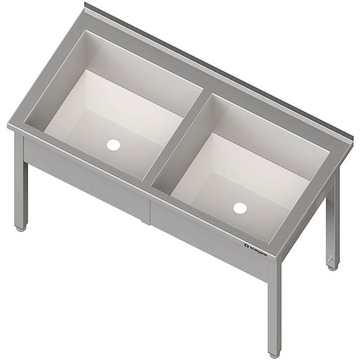 Stalgast - Topfspüle mit zwei Becken, 1500x700x850 mm, 300 mm Beckenhöhe, mit Aufkantung, verschweißt - GastroDeals