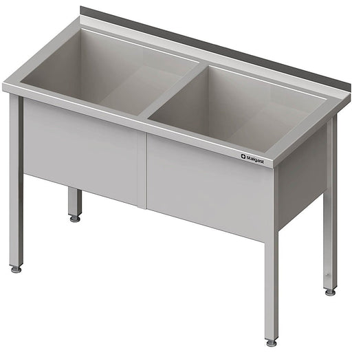 Stalgast - Topfspüle mit zwei Becken, 1600x600x850 mm, 400 mm Beckenhöhe, mit Aufkantung, verschweißt - GastroDeals