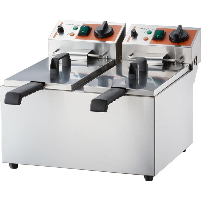 Caterina - Doppel-Fritteuse CATERINA, 2x8 Liter, 415x430x315 mm (BxTxH), 2x 2 kW 230 V - GastroDeals