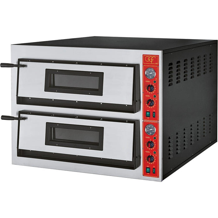GGF - GGF Pizzaofen mit zwei Kammern für 12 Pizzen à 360 mm, Vollschamott, 18 kW, 1010 x 1210 x 750mm (BxTxH) - GastroDeals