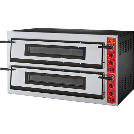 GGF - GGF Pizzaofen mit zwei Kammern für 12 Pizzen à 360 mm, Vollschamott, 18 kW, 1370 x 850 x 750 mm (BxTxH) - GastroDeals