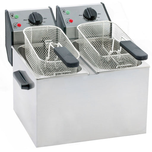 Roller Grill - ROLLER GRILL Fritteuse mit zwei Becken, 2 x 5 Liter, Abmessung 390 x 425 x 320 mm (BxTxH) - GastroDeals