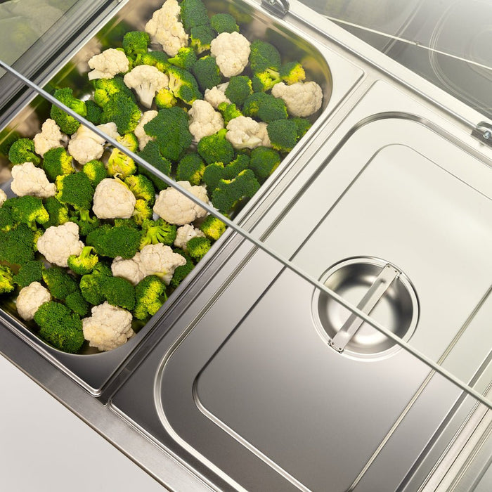 Stalgast - 2-türige Saladette mit Glasabdeckung und Arbeitsfläche, 2x GN 1/1 - GastroDeals