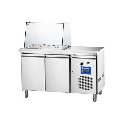 Stalgast - 2-türige Saladette mit Glasabdeckung und Arbeitsfläche, 2x GN 1/1 - GastroDeals